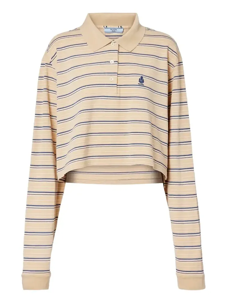 Logo striped cotton piqué polo shirt Logo striped cotton piqué polo shirt