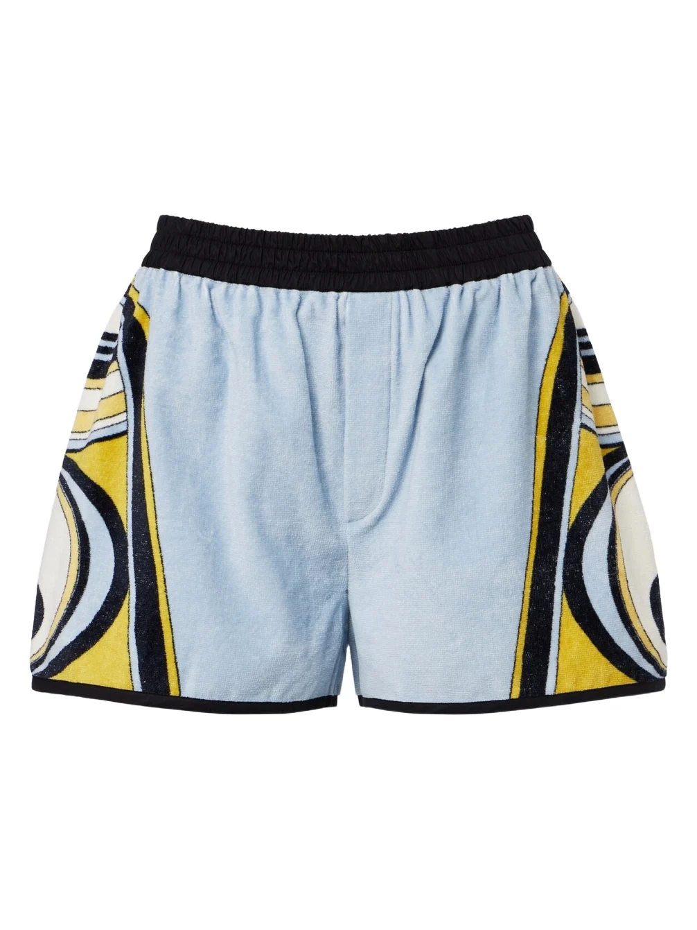 Pull-up printed cotton terry shorts