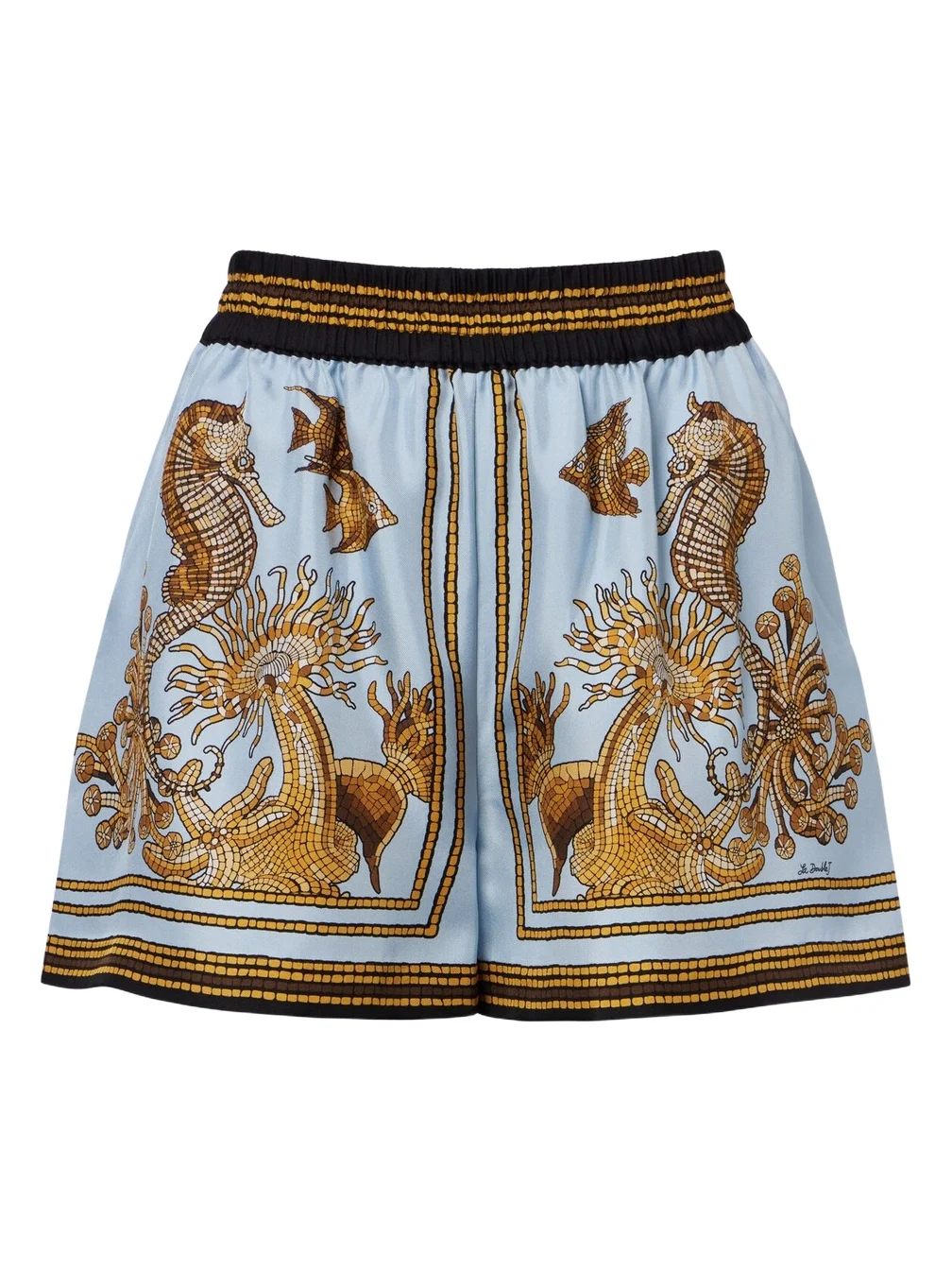 Pull-Up printed silk twill shorts