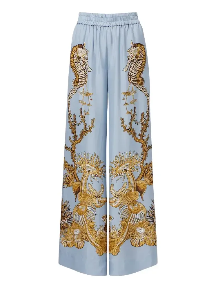 Printed silk twill palazzo pants Printed silk twill palazzo pants