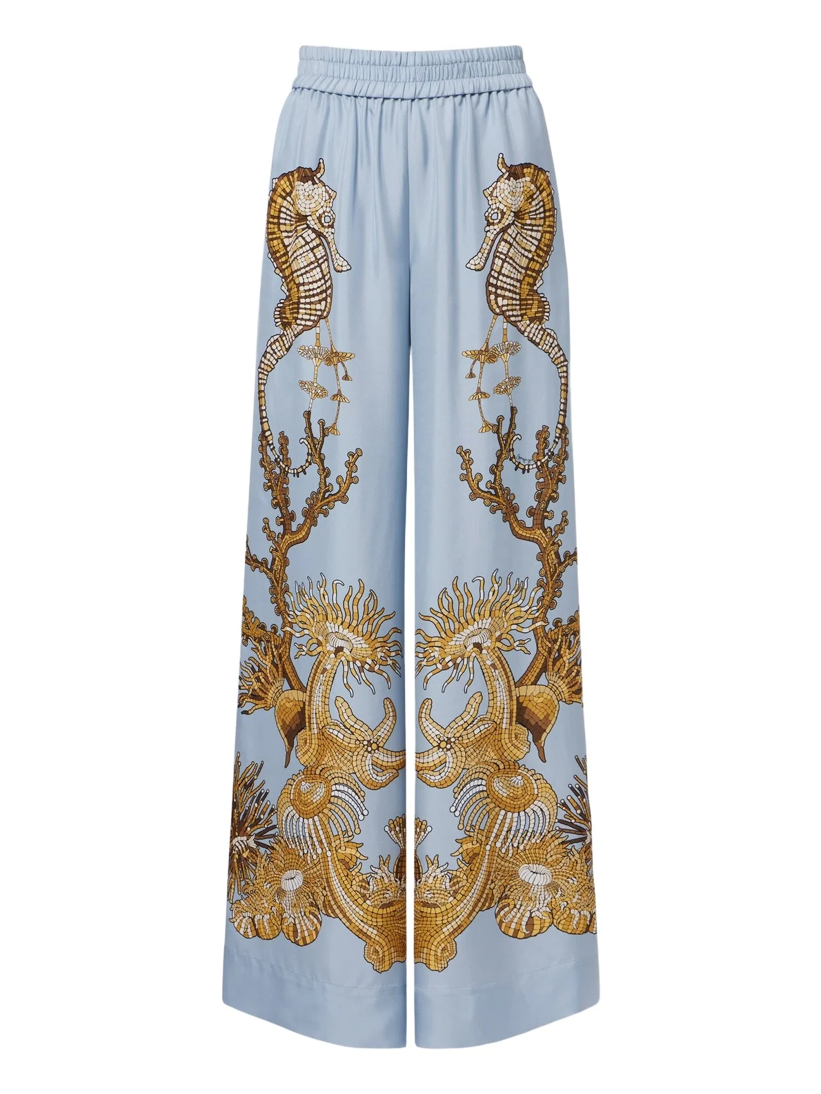 Printed silk twill palazzo pants