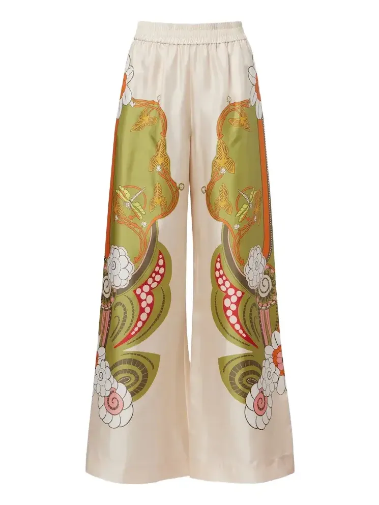 Floral silk twill palazzo pants Floral silk twill palazzo pants