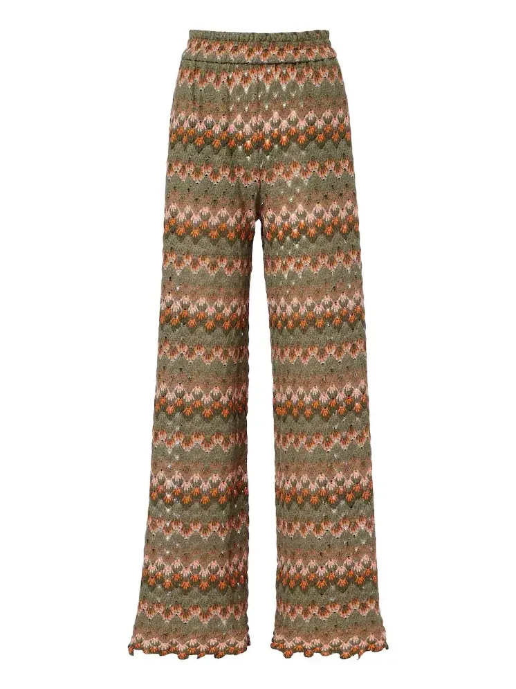 Embroidered cotton-blend palazzo pants Embroidered cotton-blend palazzo pants