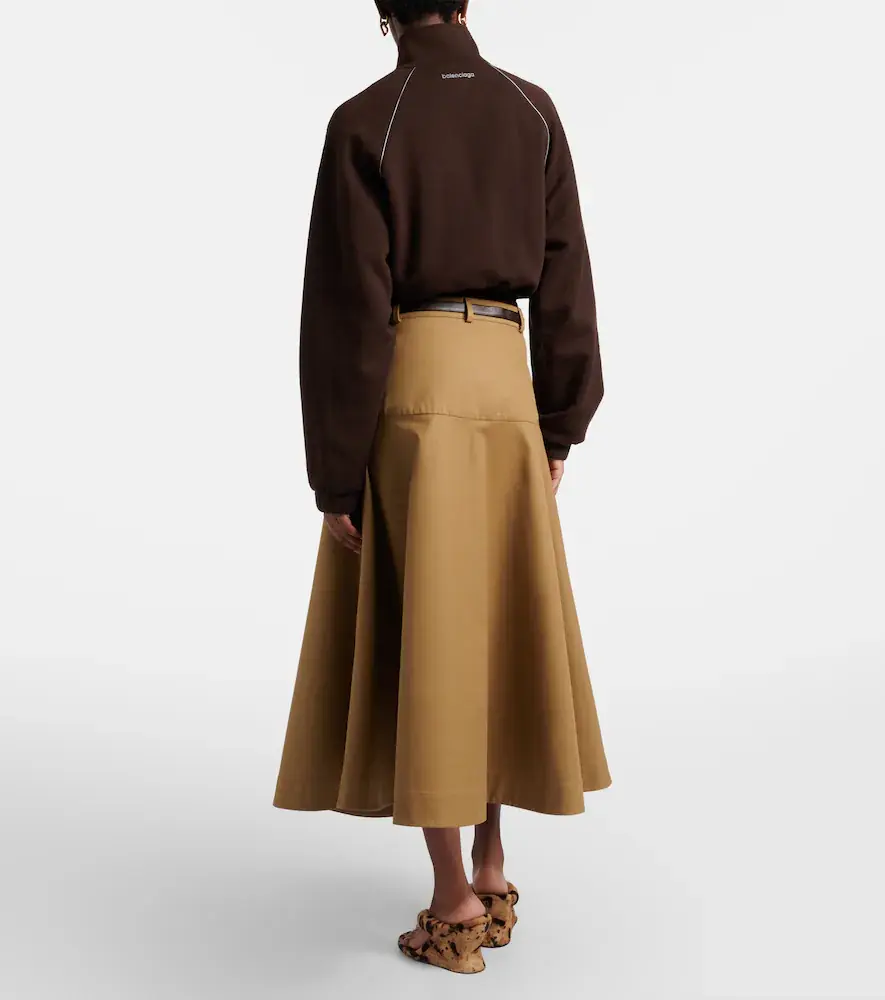 Balenciaga Cotton twill midi skirt | Thumbnail 4
