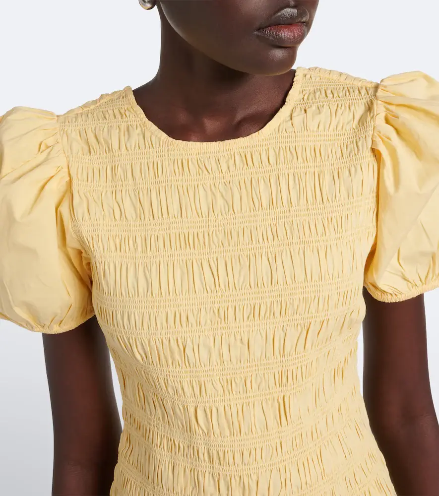Ganni Shirred cotton-blend minidress | Thumbnail 3 Ganni Shirred cotton-blend minidress | Thumbnail 3