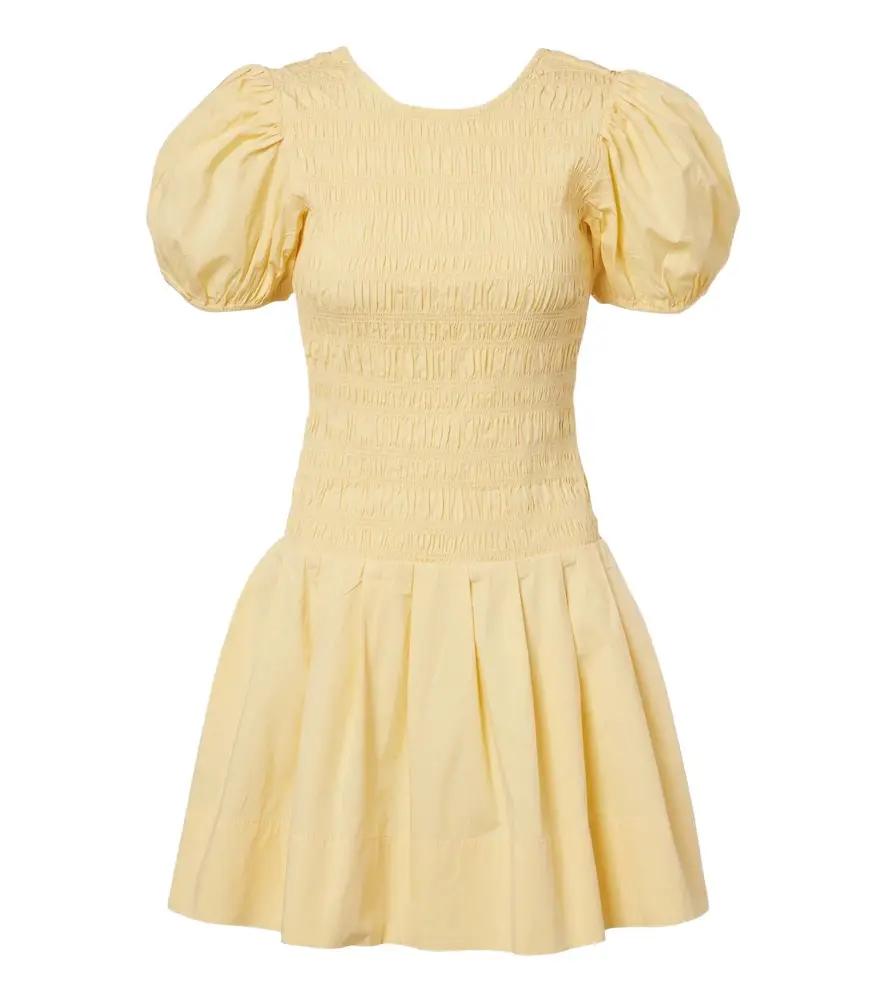 Ganni Shirred cotton-blend minidress | Image 1 Ganni Shirred cotton-blend minidress | Image 1