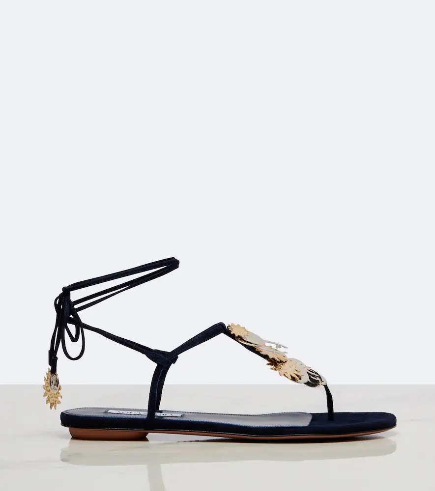 Aquazzura Night Stars embellished suede thong sandals | Thumbnail 4 Aquazzura Night Stars embellished suede thong sandals | Thumbnail 4