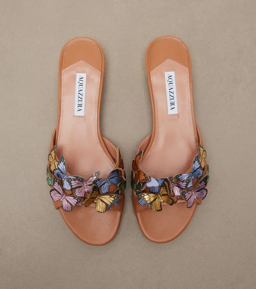 Aquazzura Papillon appliqué leather slides | Thumbnail 3