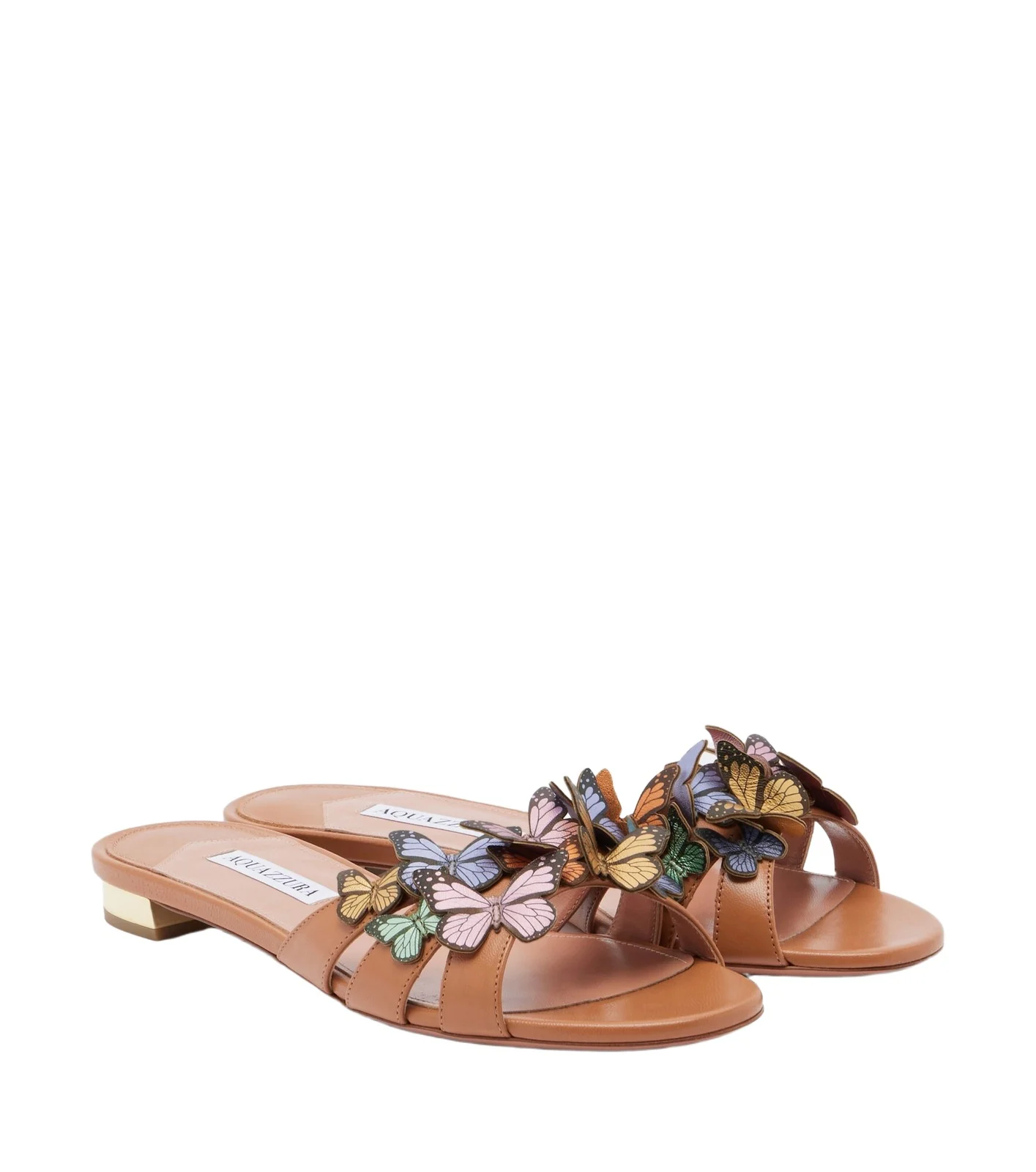 Aquazzura Papillon appliqué leather slides