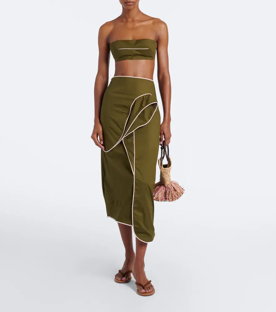ADRIANA DEGREAS Ruffled cotton-blend midi skirt | Thumbnail 2 ADRIANA DEGREAS Ruffled cotton-blend midi skirt | Thumbnail 2