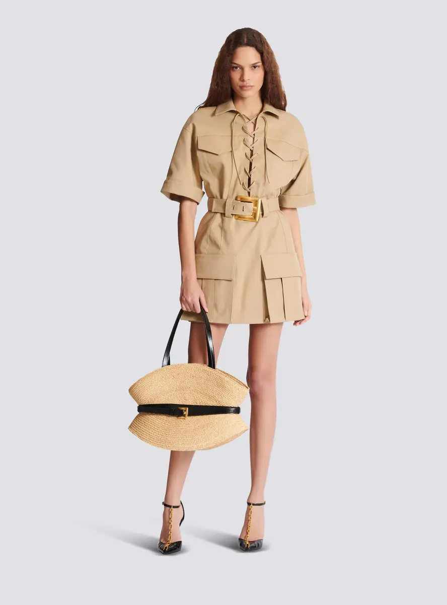 Balmain Short cotton gabardine lace-up dress | Thumbnail 2 Balmain Short cotton gabardine lace-up dress | Thumbnail 2
