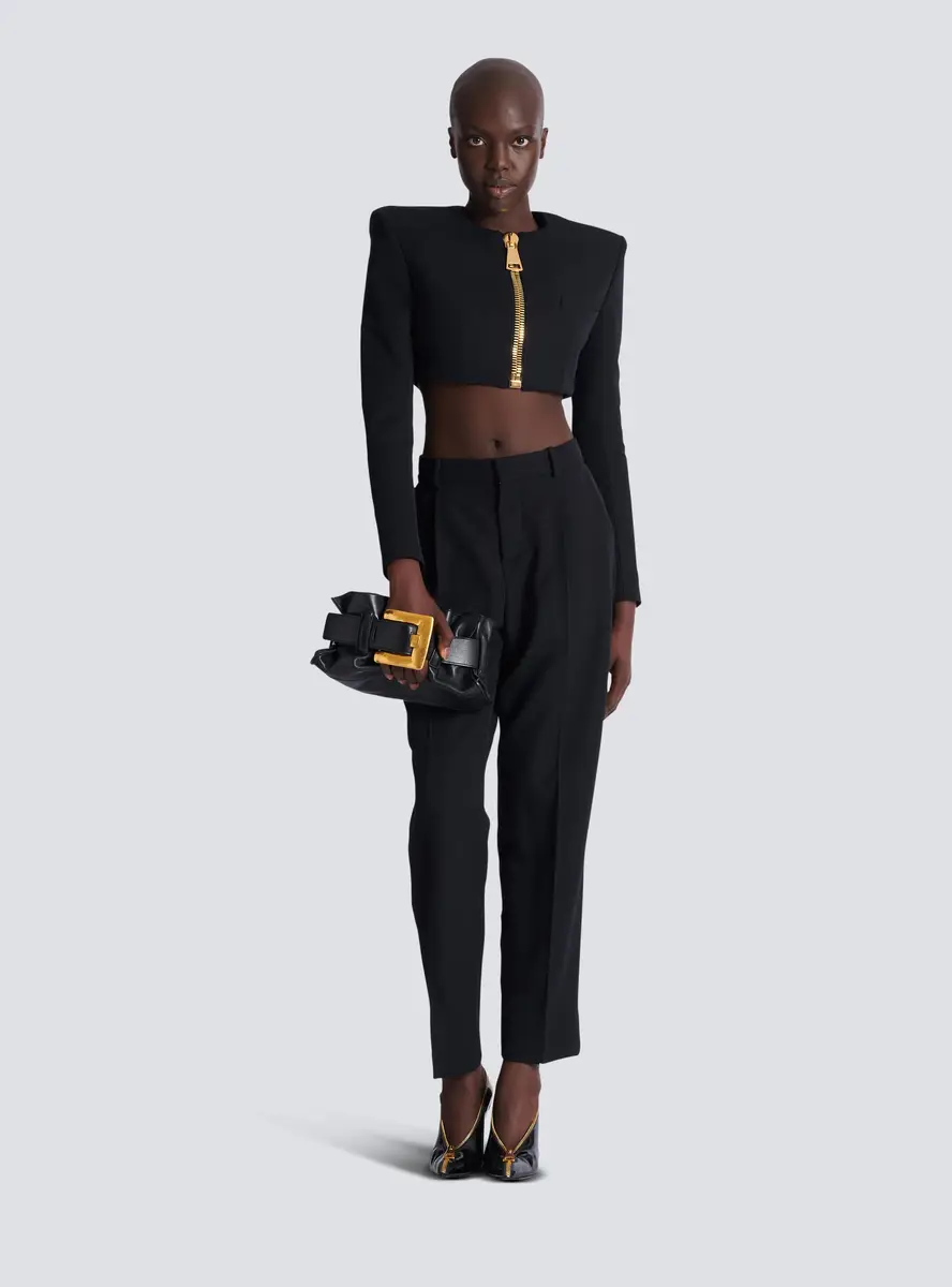 Balmain Cropped jacket in grain de poudre wool | Thumbnail 2 Balmain Cropped jacket in grain de poudre wool | Thumbnail 2