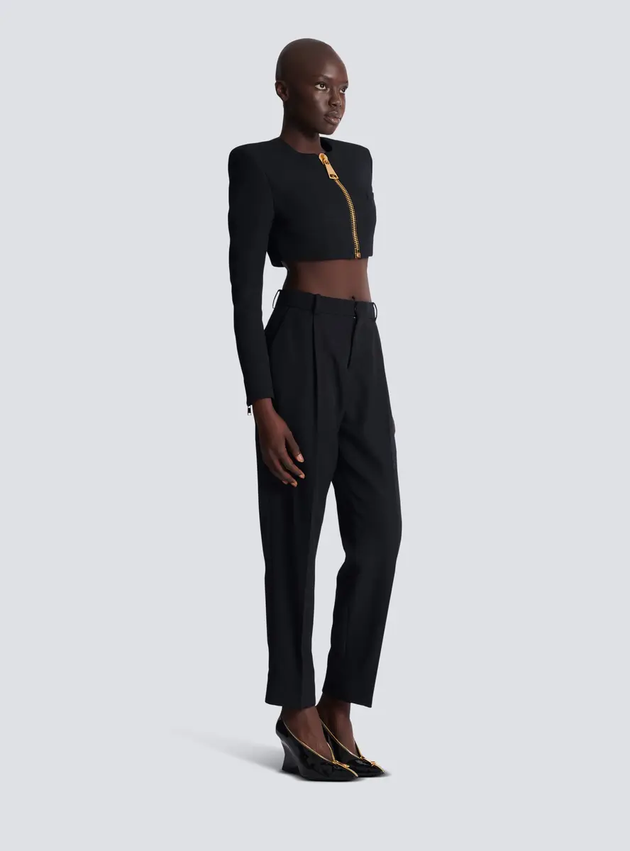 Balmain Cropped jacket in grain de poudre wool | Thumbnail 3 Balmain Cropped jacket in grain de poudre wool | Thumbnail 3