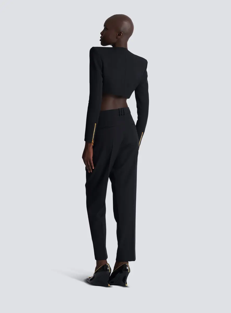Balmain Cropped jacket in grain de poudre wool | Thumbnail 4 Balmain Cropped jacket in grain de poudre wool | Thumbnail 4