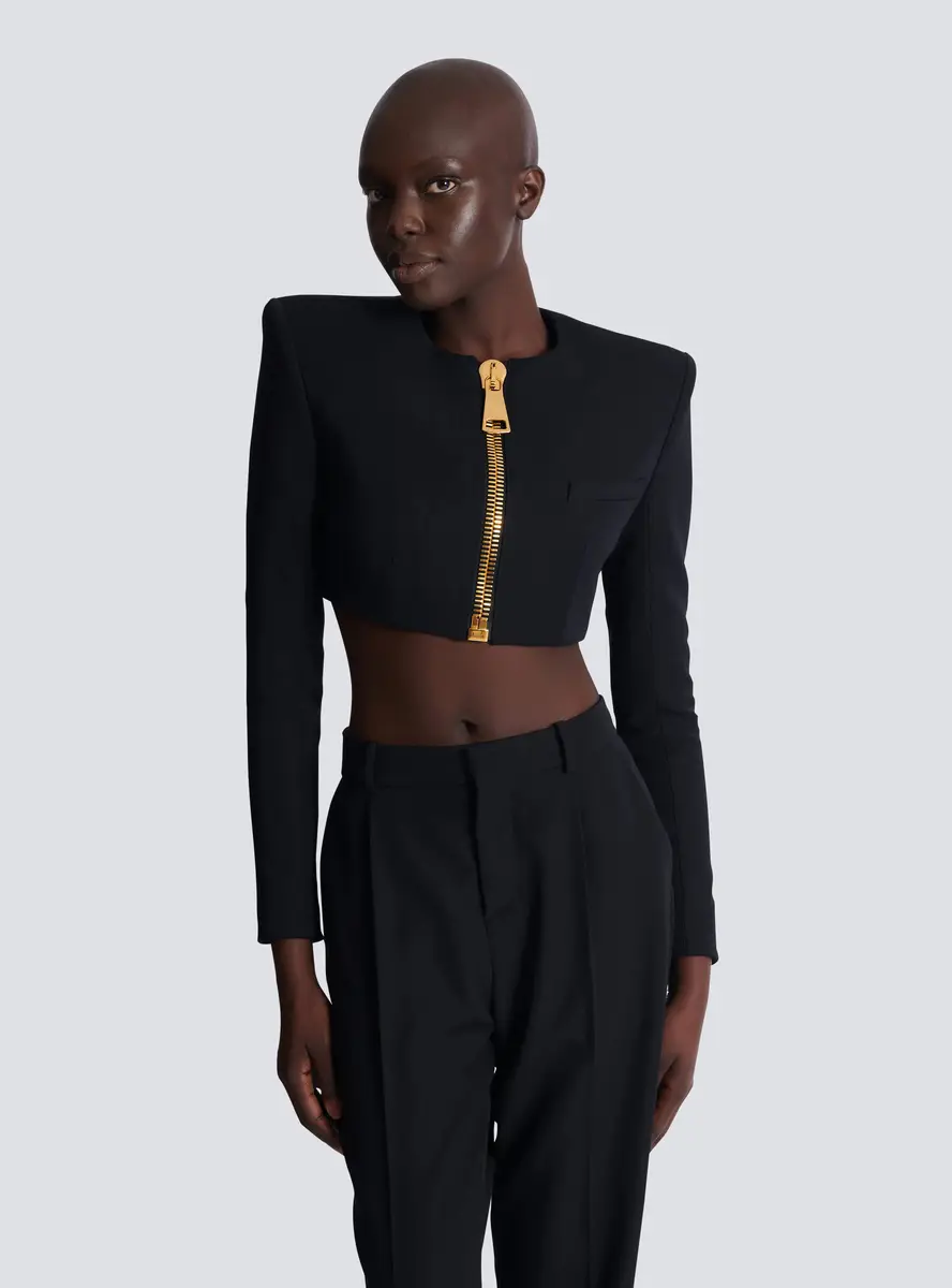Balmain Cropped jacket in grain de poudre wool | Thumbnail 6 Balmain Cropped jacket in grain de poudre wool | Thumbnail 6