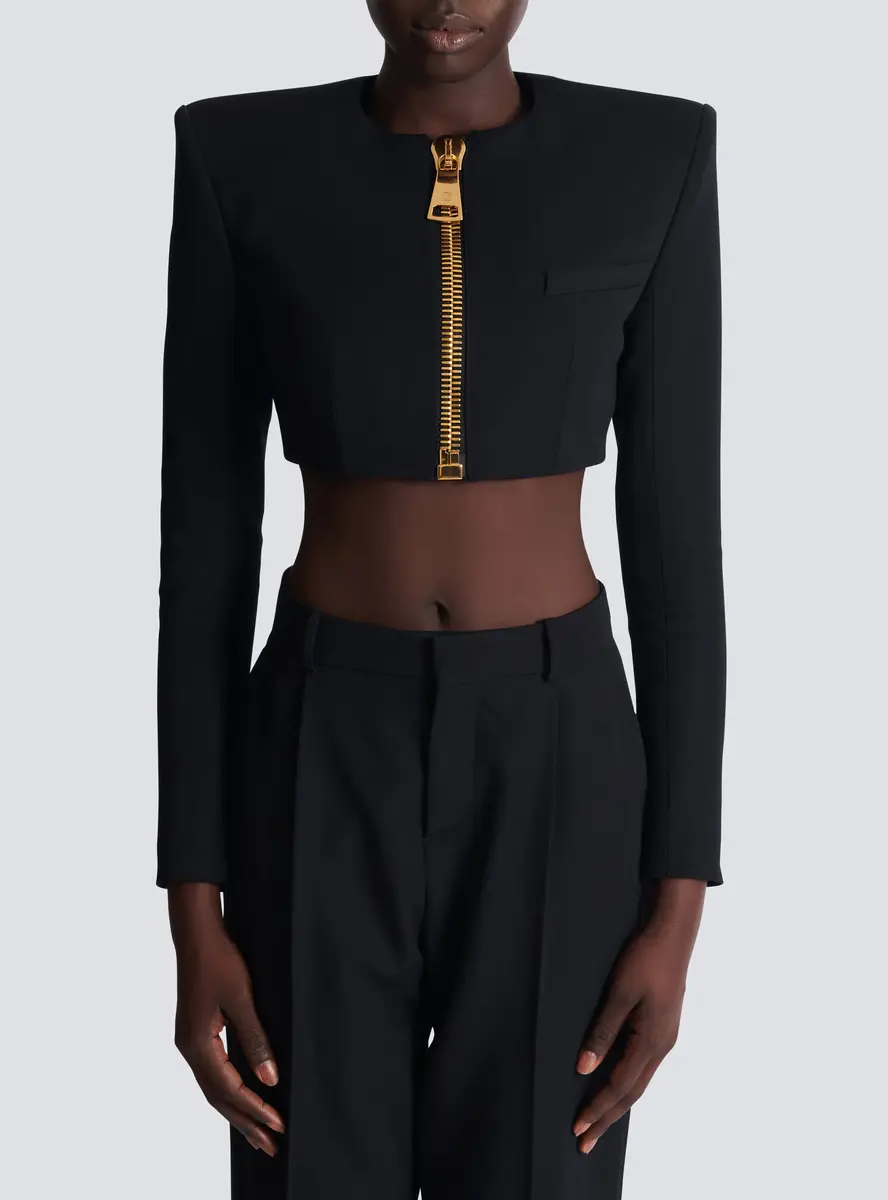 Balmain Cropped jacket in grain de poudre wool | Thumbnail 8 Balmain Cropped jacket in grain de poudre wool | Thumbnail 8