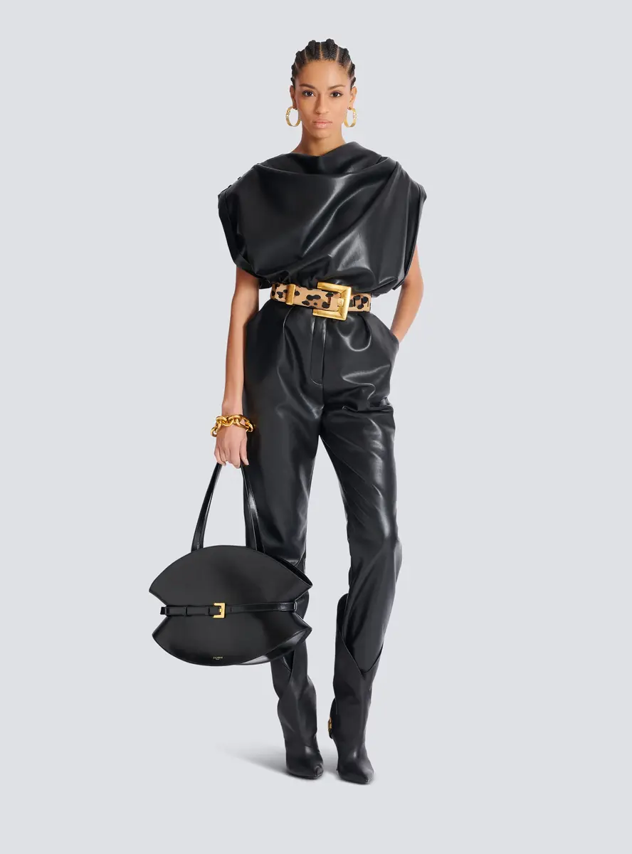 Balmain Faux leather draped top | Thumbnail 2 Balmain Faux leather draped top | Thumbnail 2
