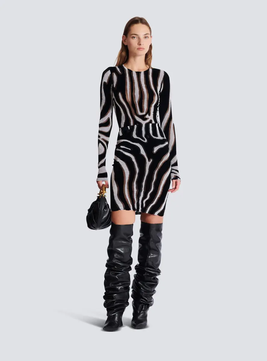 Balmain Zebra-print velvet pencil skirt | Thumbnail 2 Balmain Zebra-print velvet pencil skirt | Thumbnail 2
