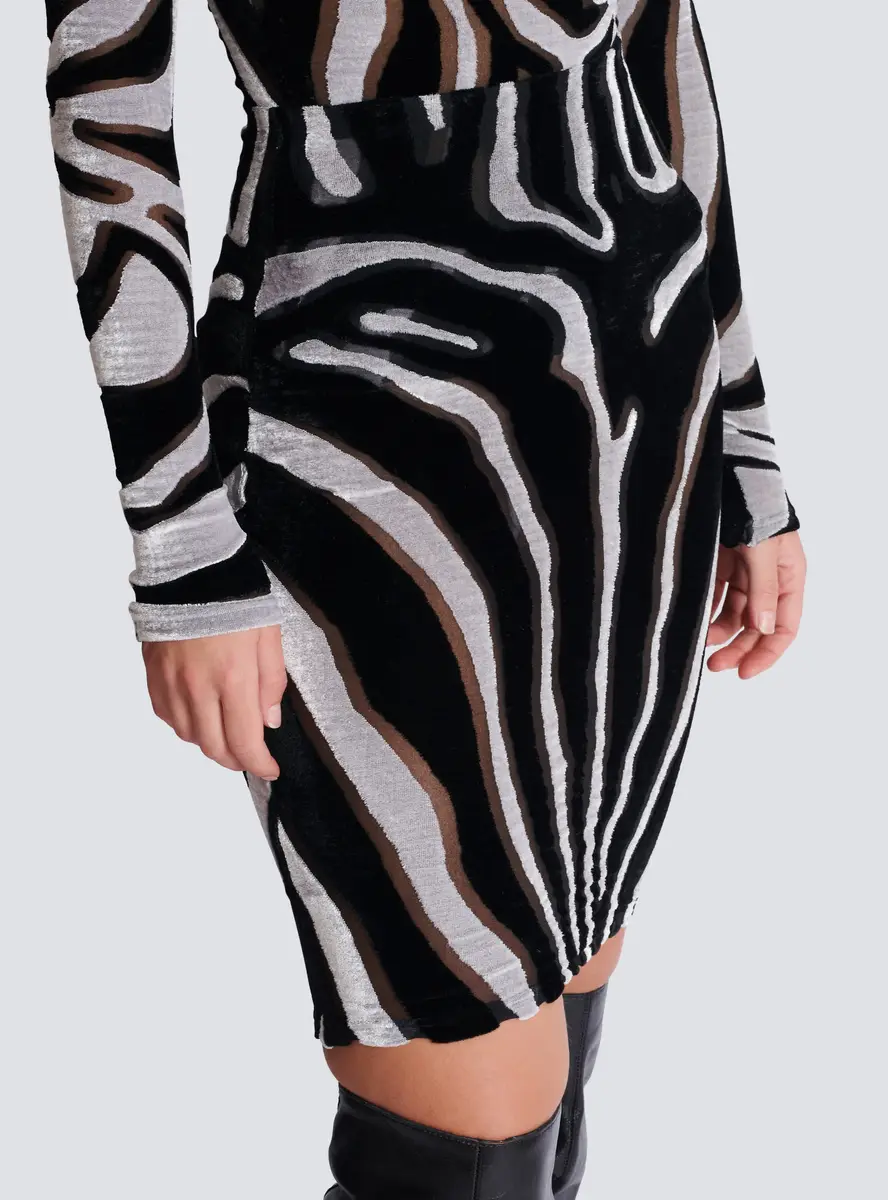 Balmain Zebra-print velvet pencil skirt | Thumbnail 5 Balmain Zebra-print velvet pencil skirt | Thumbnail 5