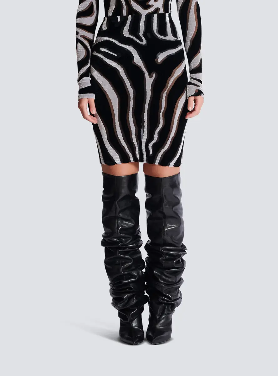 Balmain Zebra-print velvet pencil skirt | Thumbnail 7 Balmain Zebra-print velvet pencil skirt | Thumbnail 7