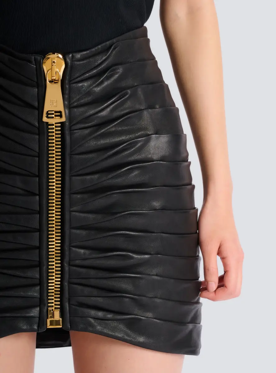 Balmain Short pleated lambskin skirt | Thumbnail 5
