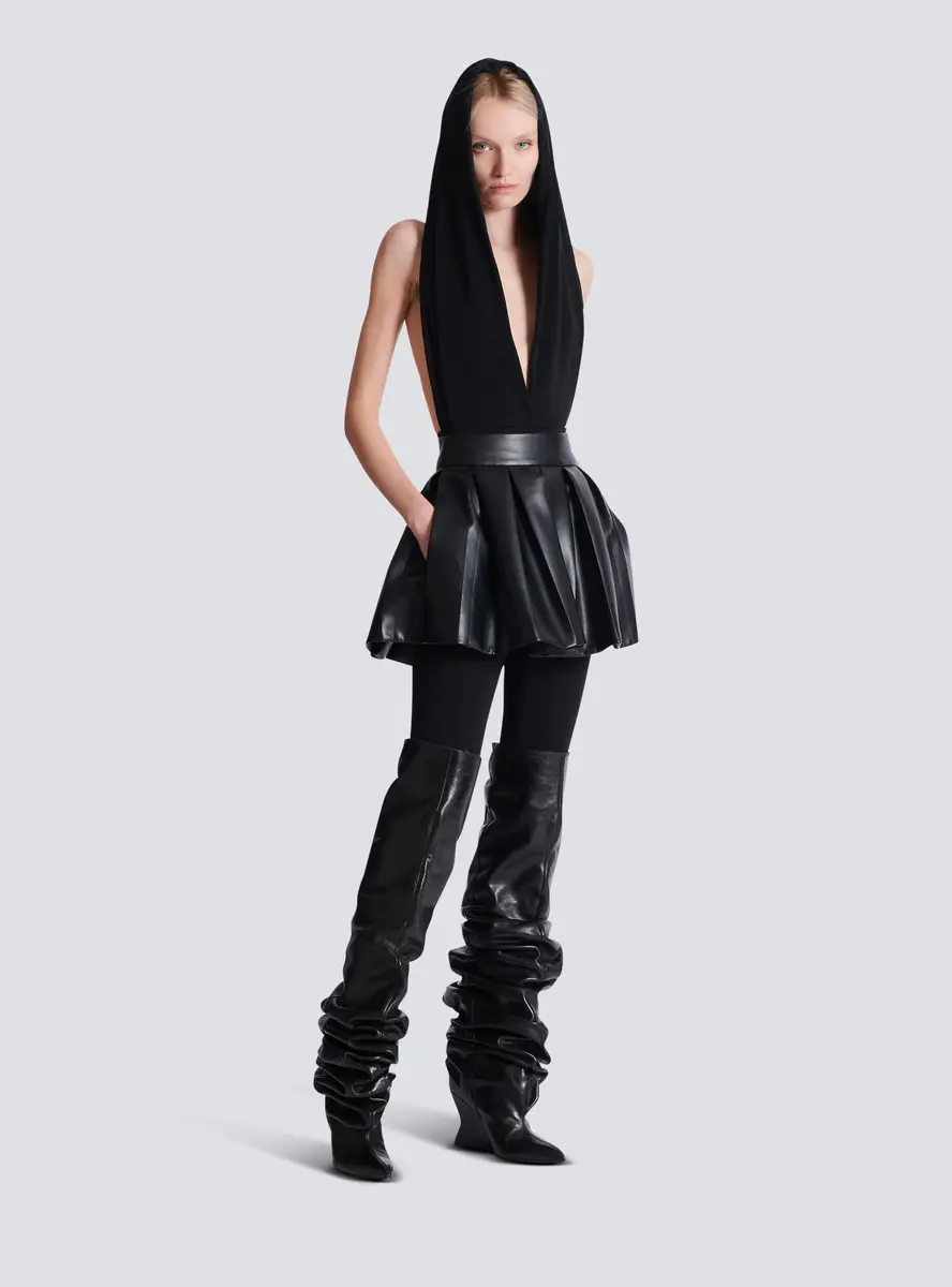 Balmain Short pleated faux leather skirt | Thumbnail 3 Balmain Short pleated faux leather skirt | Thumbnail 3