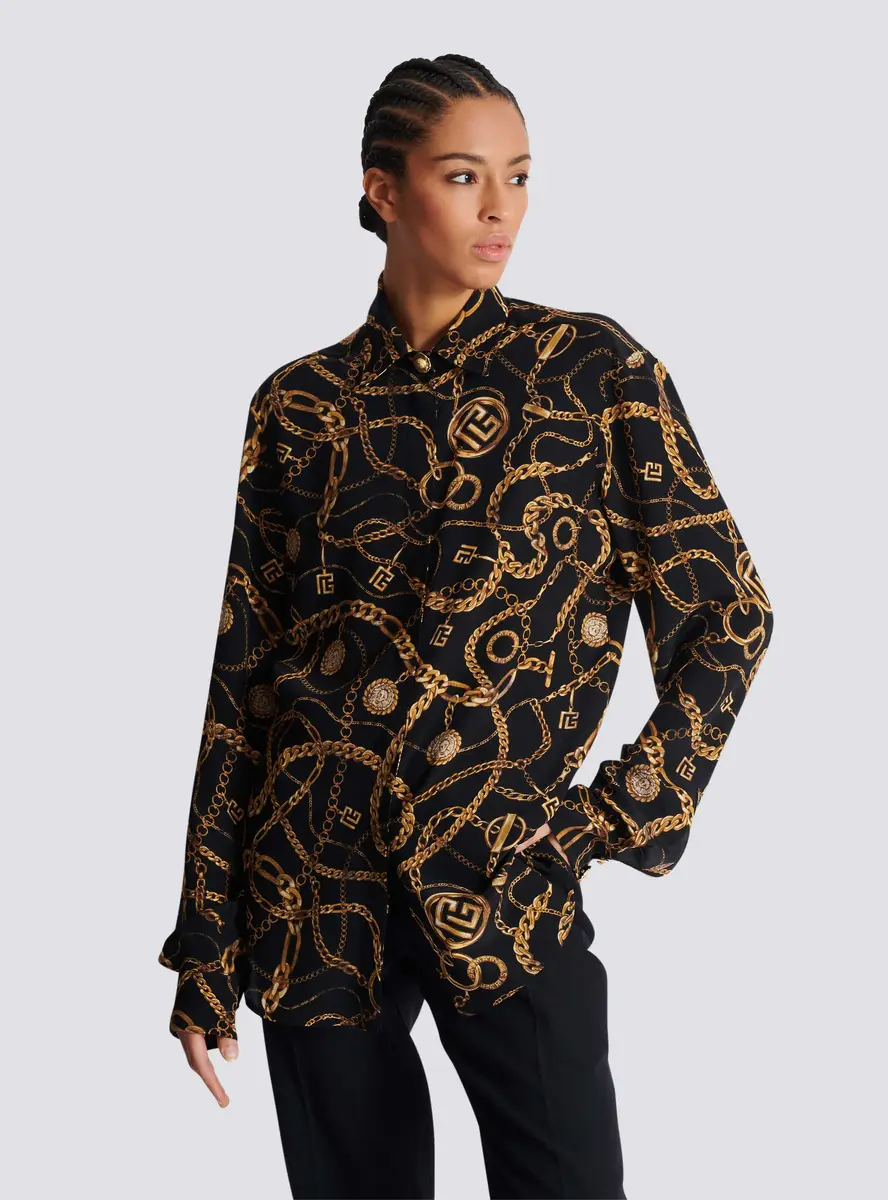 Balmain Printed silk shirt with Chains pattern | Thumbnail 6 Balmain Printed silk shirt with Chains pattern | Thumbnail 6