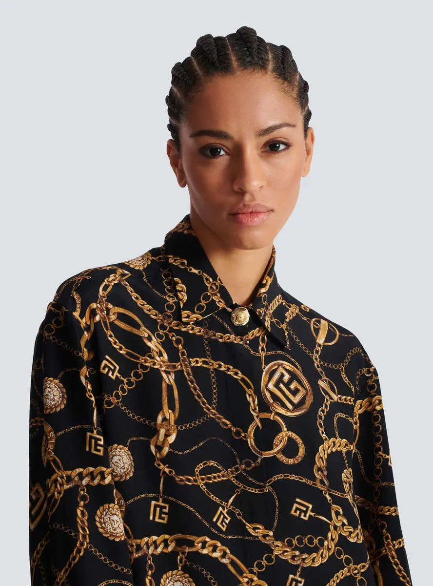 Balmain Printed silk shirt with Chains pattern | Thumbnail 7 Balmain Printed silk shirt with Chains pattern | Thumbnail 7
