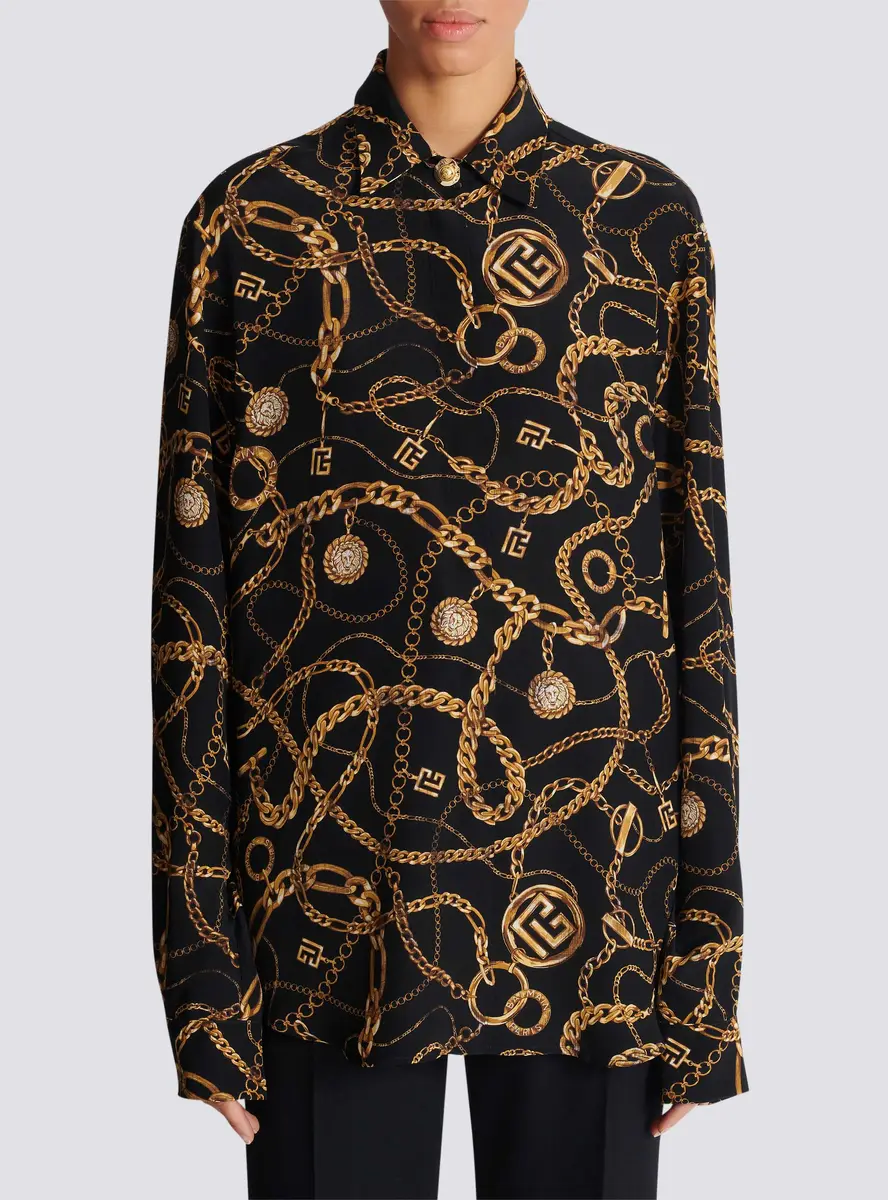 Balmain Printed silk shirt with Chains pattern | Thumbnail 8 Balmain Printed silk shirt with Chains pattern | Thumbnail 8