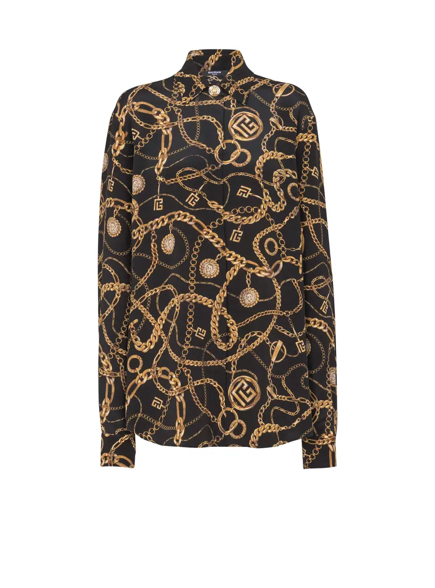 Balmain Printed silk shirt with Chains pattern