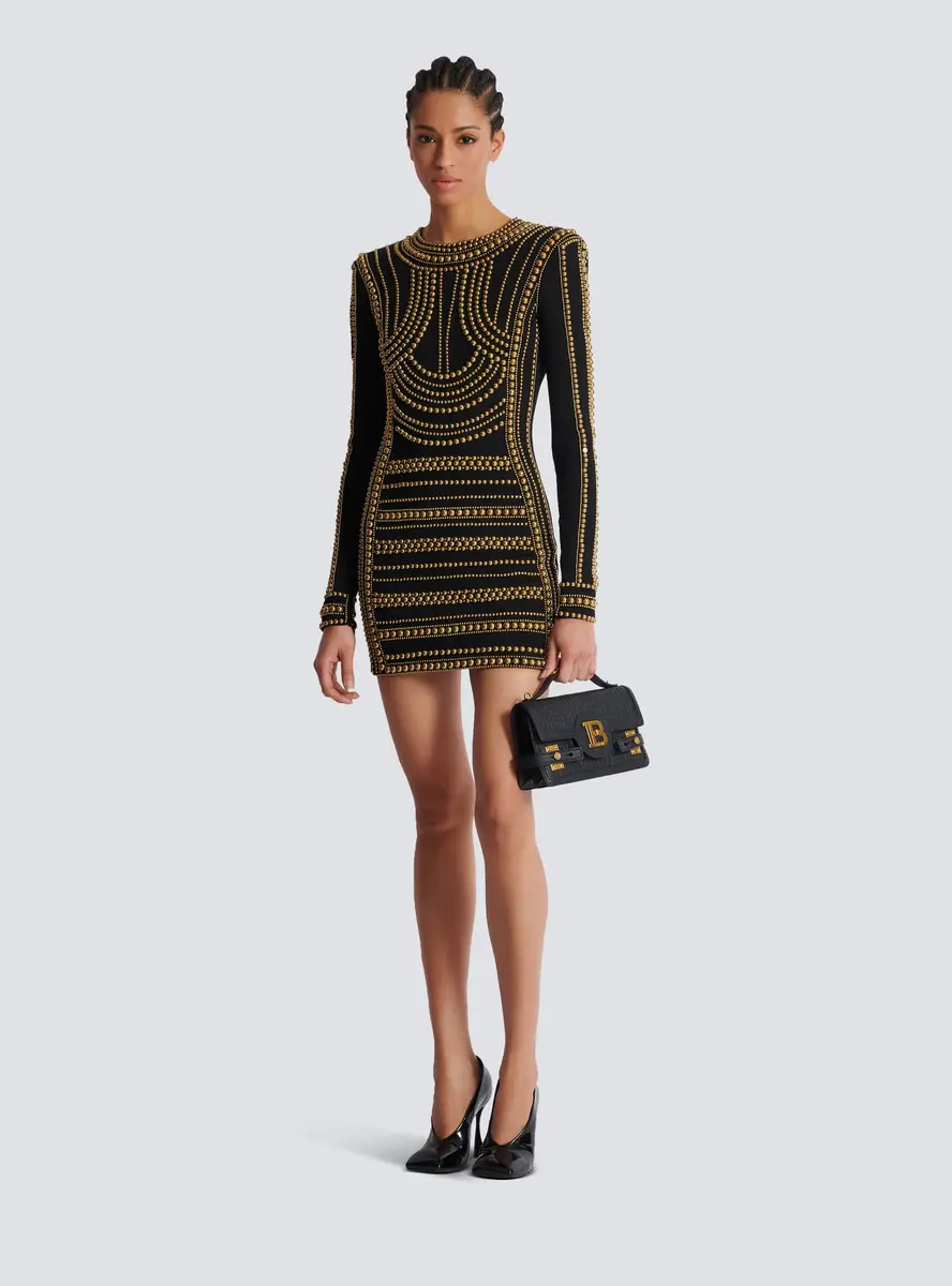 Balmain Short gold bead-embroidered dress | Thumbnail 2 Balmain Short gold bead-embroidered dress | Thumbnail 2