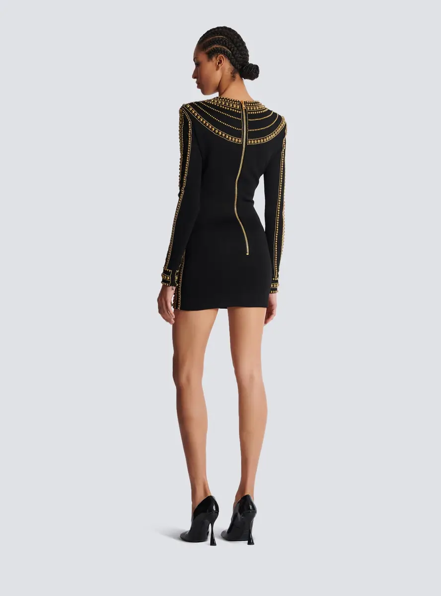 Balmain Short gold bead-embroidered dress | Thumbnail 4 Balmain Short gold bead-embroidered dress | Thumbnail 4