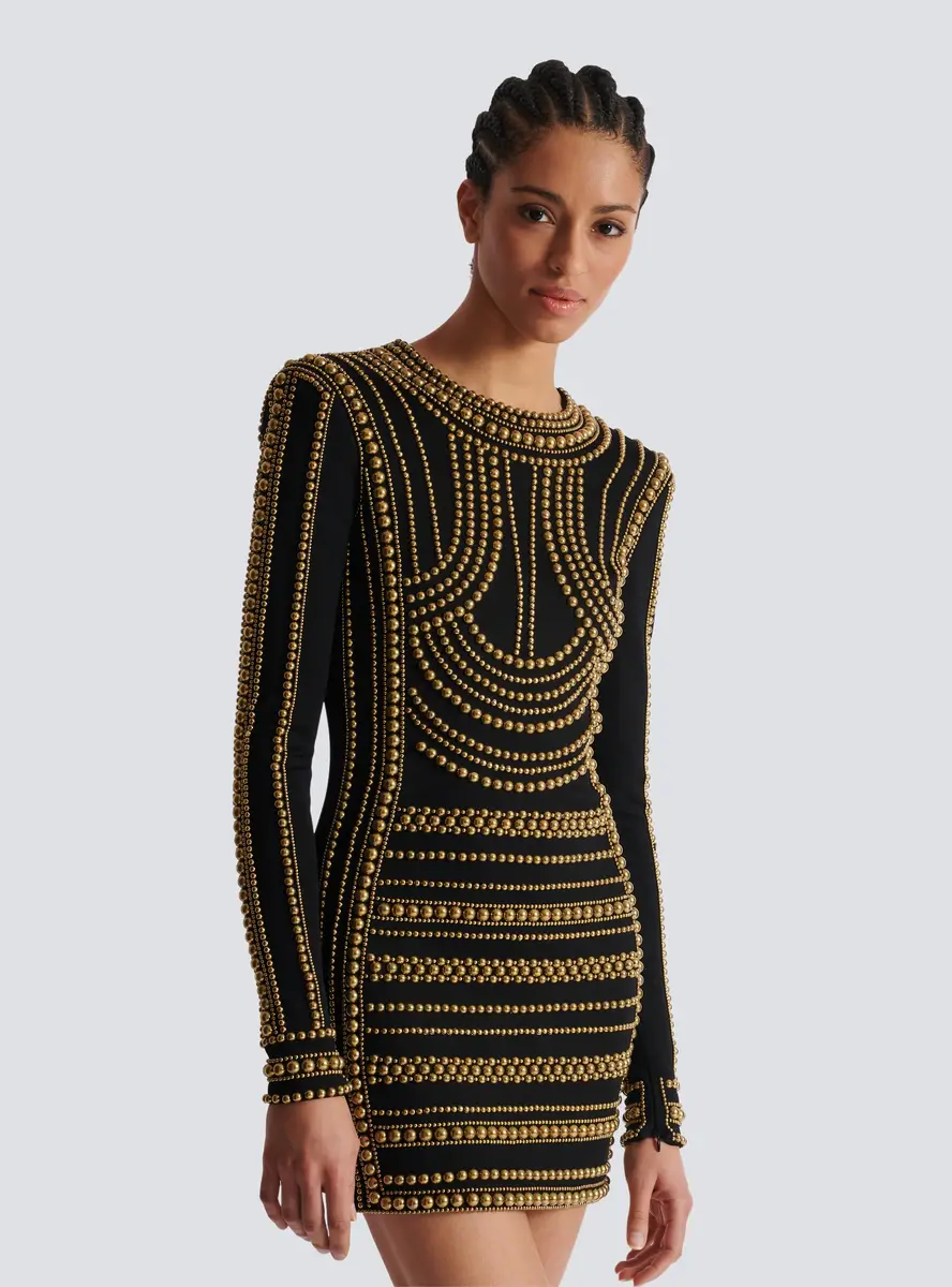 Balmain Short gold bead-embroidered dress | Thumbnail 6 Balmain Short gold bead-embroidered dress | Thumbnail 6