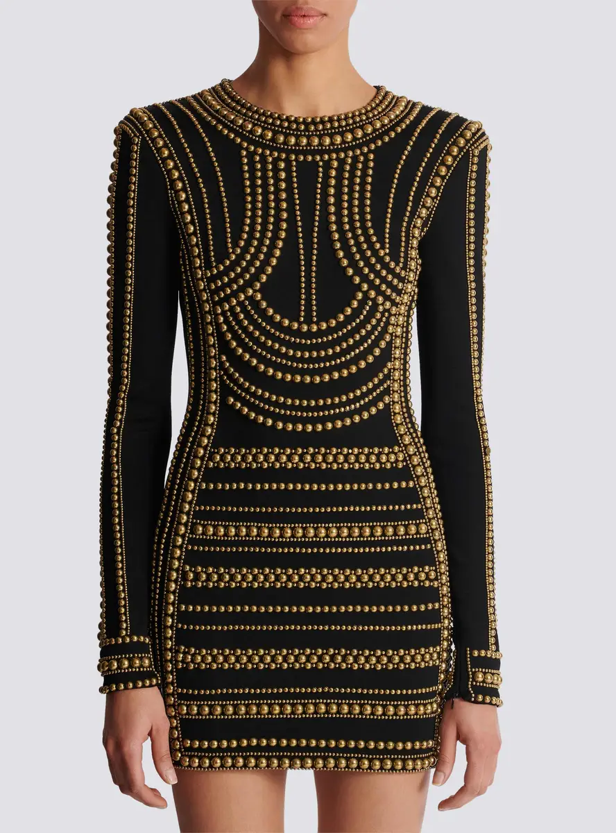 Balmain Short gold bead-embroidered dress | Thumbnail 8 Balmain Short gold bead-embroidered dress | Thumbnail 8