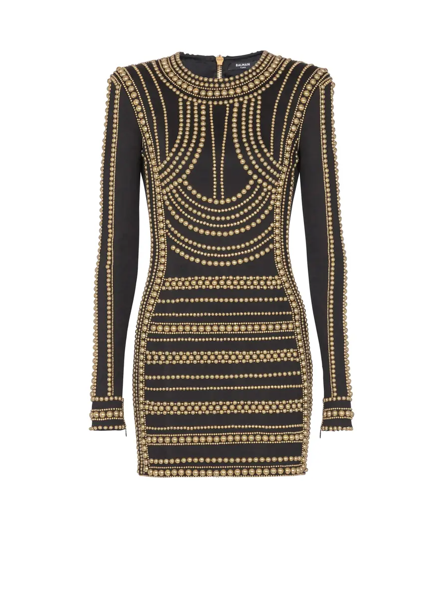 Balmain Short gold bead-embroidered dress