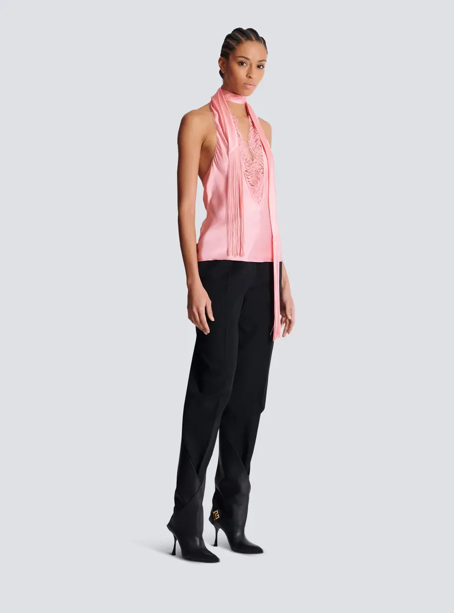 Balmain Backless fringed satin top | Thumbnail 3 Balmain Backless fringed satin top | Thumbnail 3