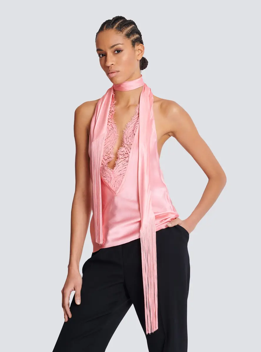 Balmain Backless fringed satin top | Thumbnail 5 Balmain Backless fringed satin top | Thumbnail 5