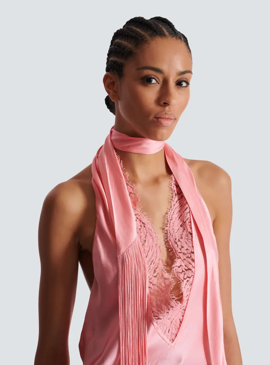 Balmain Backless fringed satin top | Thumbnail 6 Balmain Backless fringed satin top | Thumbnail 6