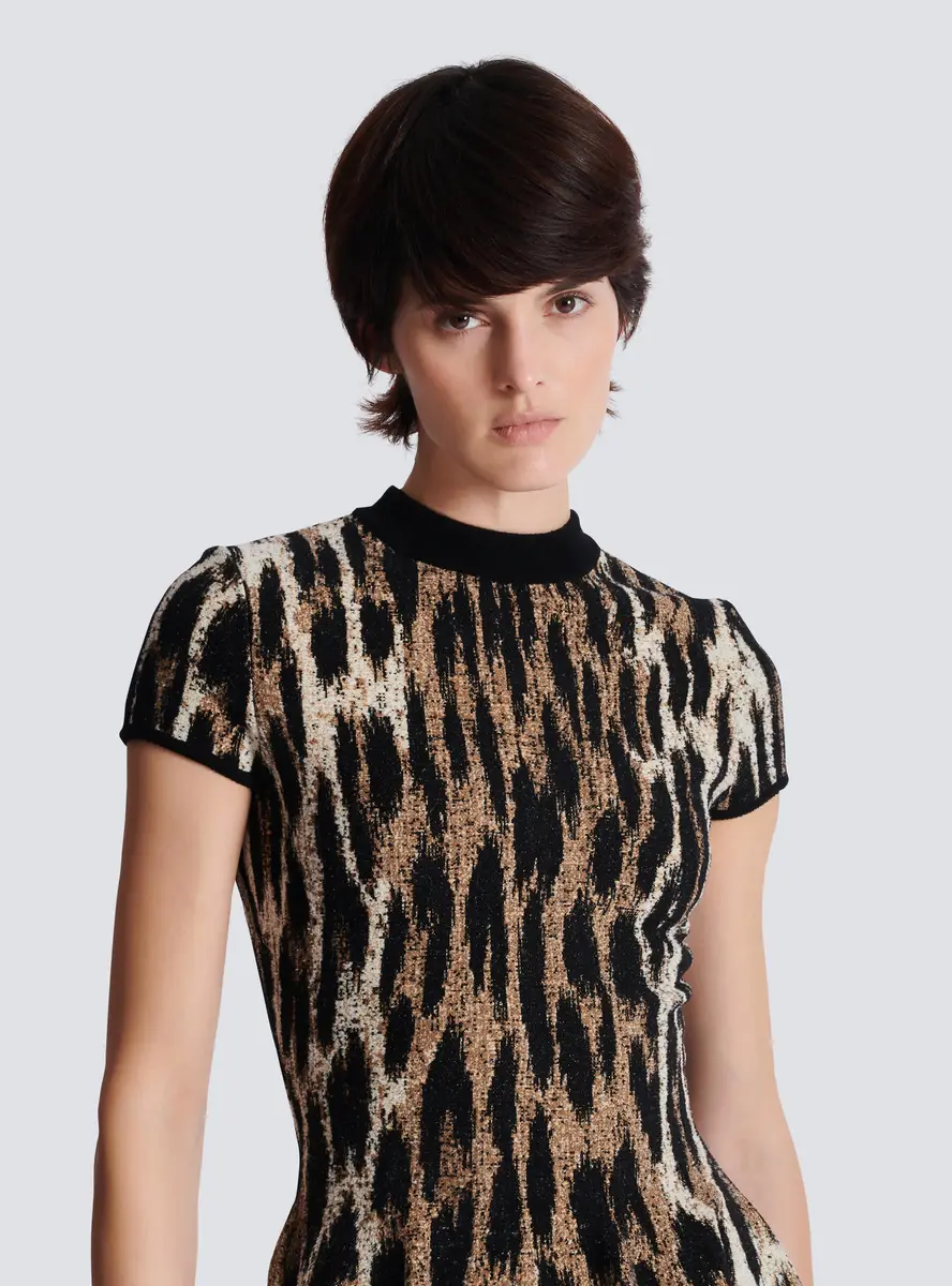 Balmain A-line leopard print jacquard dress | Thumbnail 5 Balmain A-line leopard print jacquard dress | Thumbnail 5