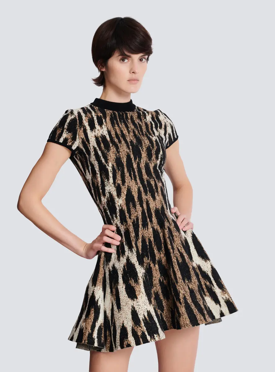 Balmain A-line leopard print jacquard dress | Thumbnail 7 Balmain A-line leopard print jacquard dress | Thumbnail 7