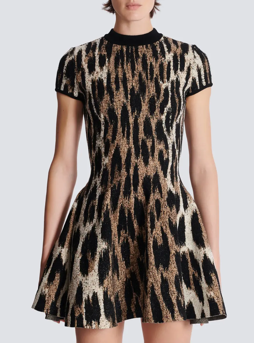 Balmain A-line leopard print jacquard dress | Thumbnail 8 Balmain A-line leopard print jacquard dress | Thumbnail 8