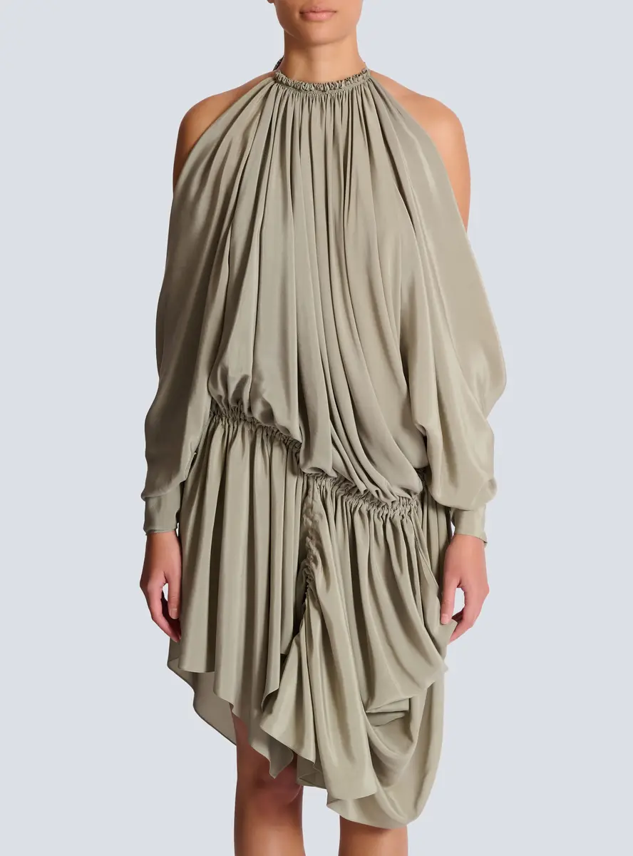 Balmain Draped silk crepe dress | Thumbnail 7 Balmain Draped silk crepe dress | Thumbnail 7