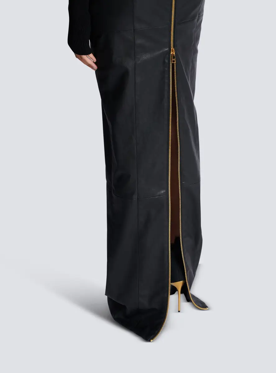 Balmain Long knit and lambskin leather dress | Thumbnail 5 Balmain Long knit and lambskin leather dress | Thumbnail 5