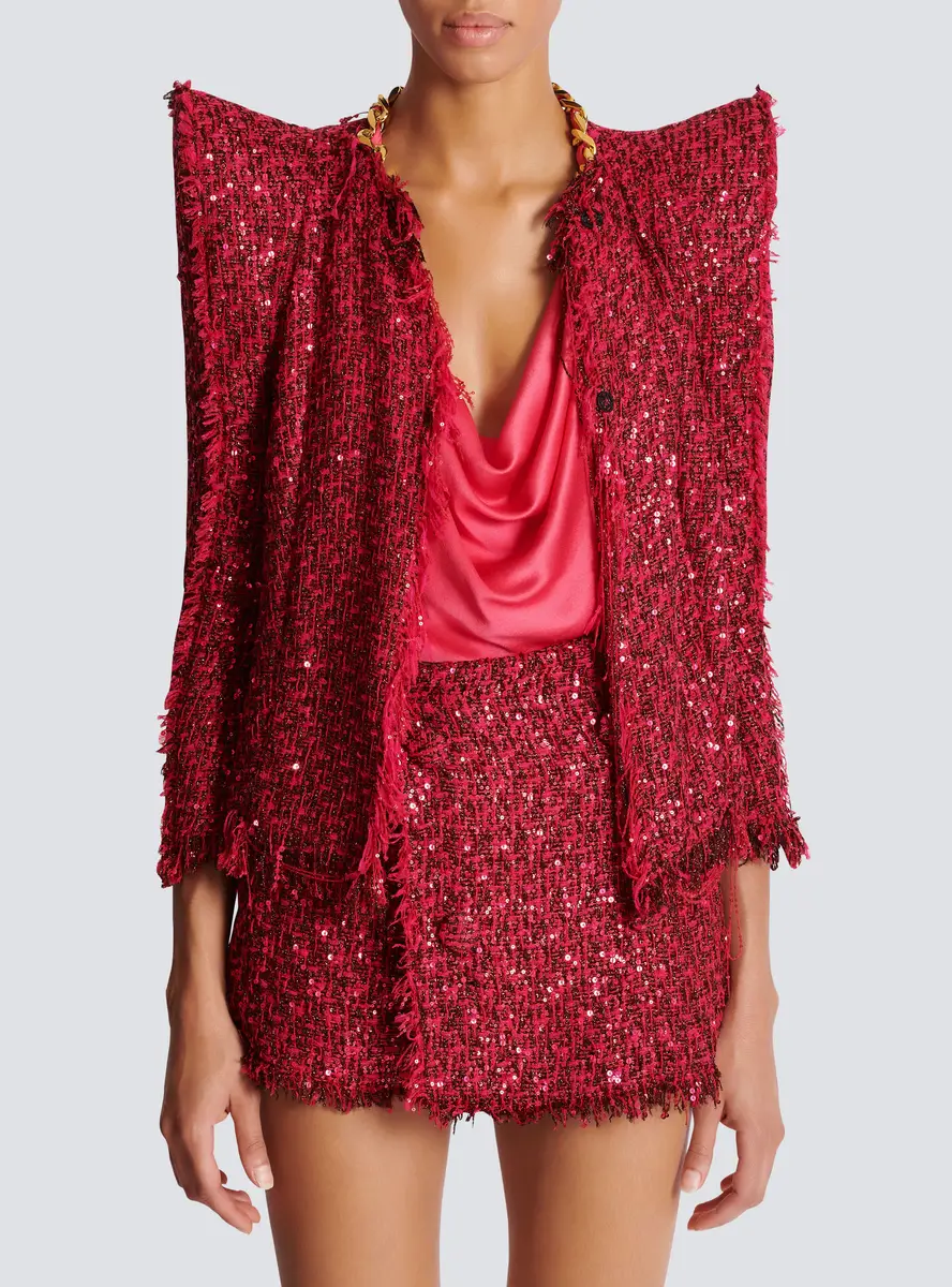 Balmain Edge-to-edge sequin tweed jacket | Thumbnail 7 Balmain Edge-to-edge sequin tweed jacket | Thumbnail 7