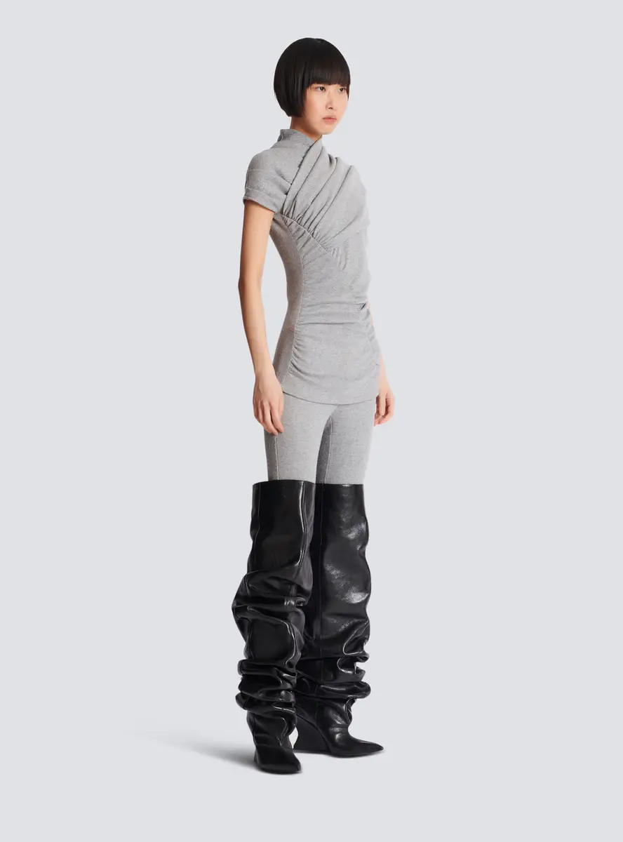 Balmain Draped cotton knit top | Thumbnail 3 Balmain Draped cotton knit top | Thumbnail 3