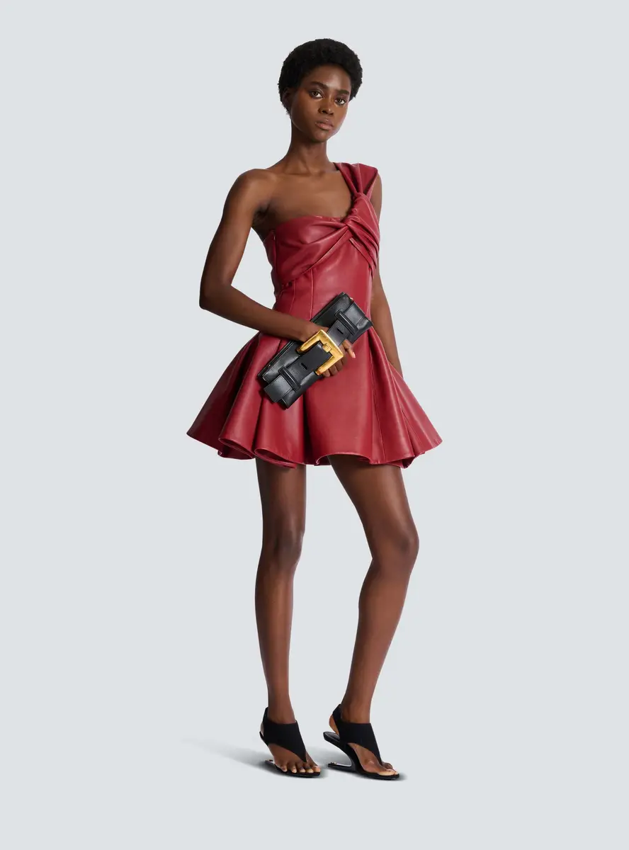 Balmain Smooth leather one-shoulder dress | Thumbnail 2