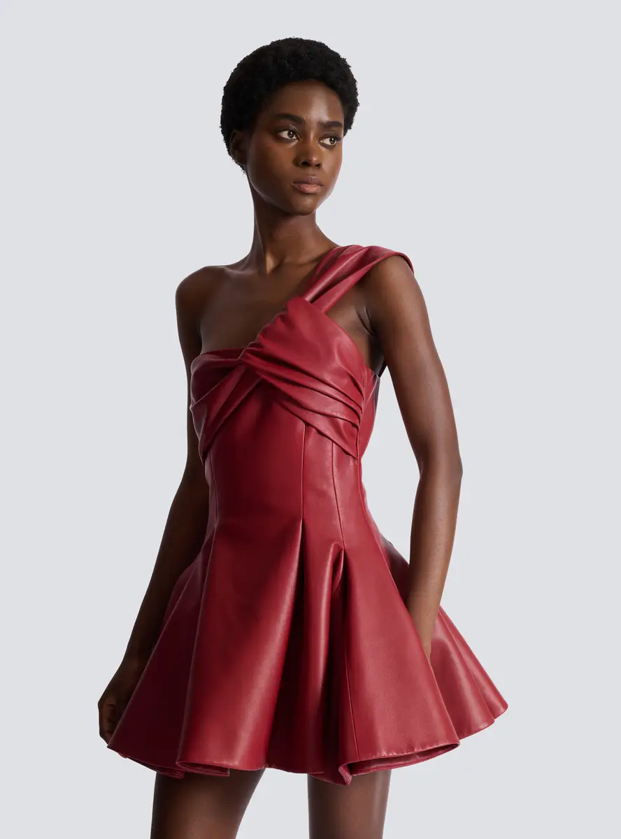 Balmain Smooth leather one-shoulder dress | Thumbnail 5