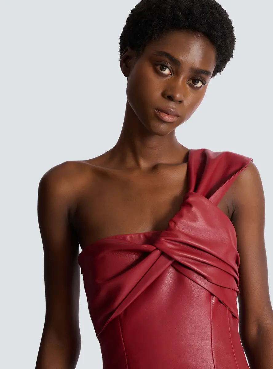 Balmain Smooth leather one-shoulder dress | Thumbnail 6