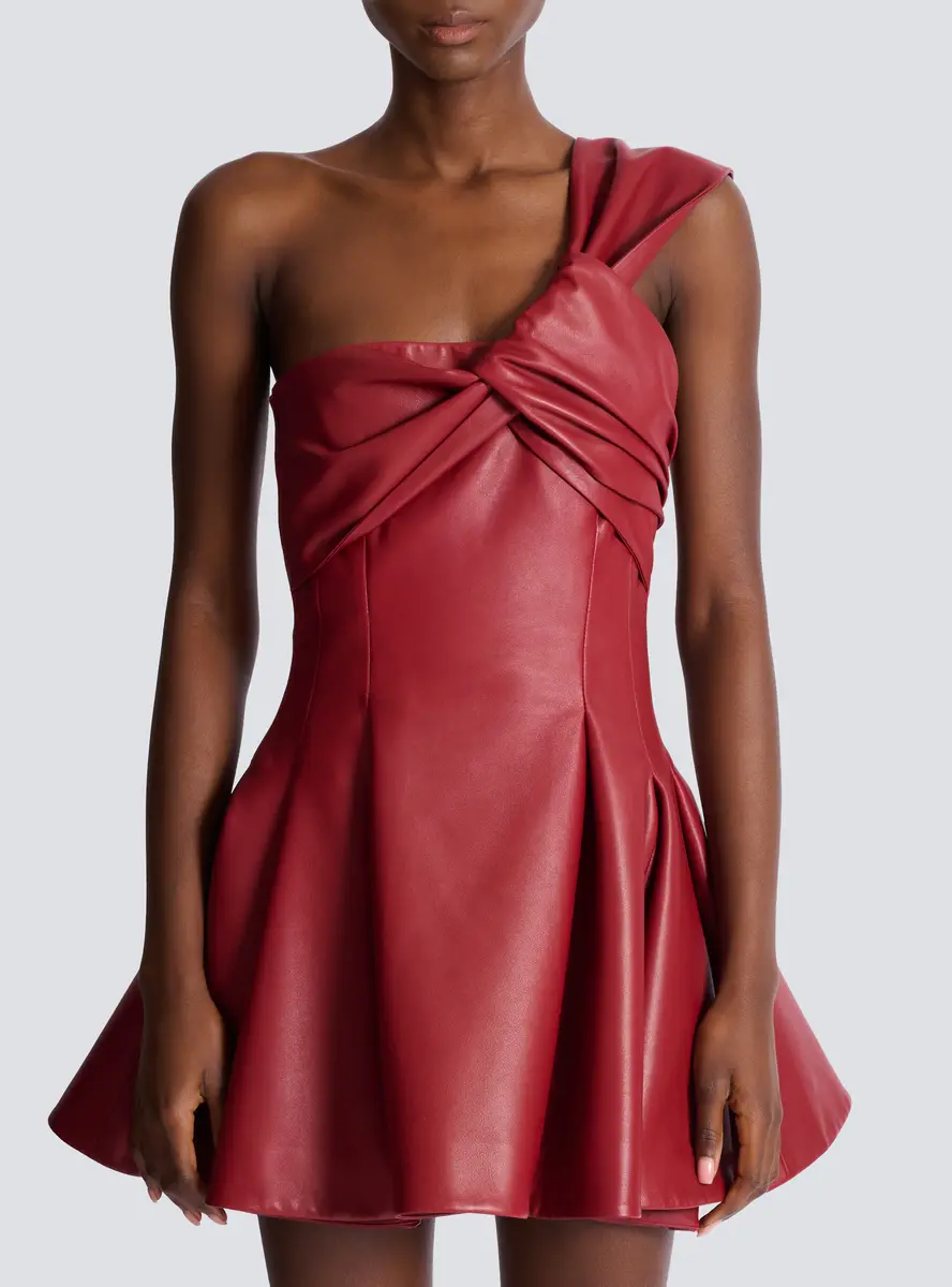 Balmain Smooth leather one-shoulder dress | Thumbnail 7