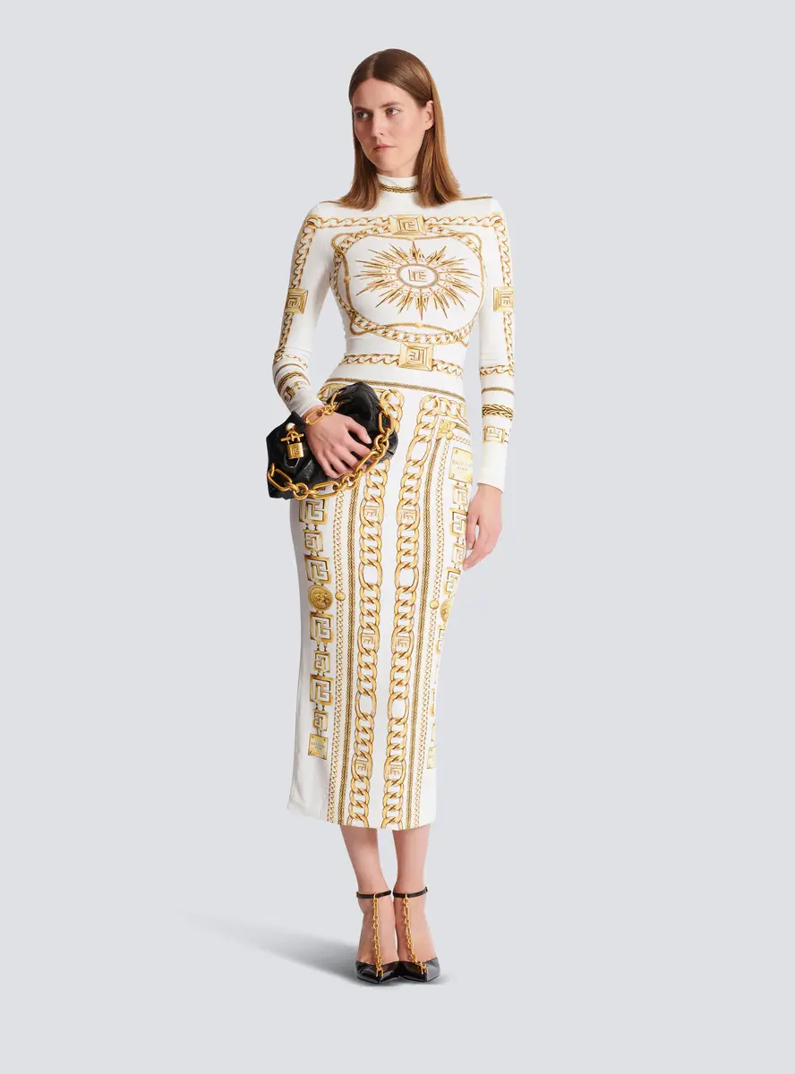 Balmain Long printed bodycon dress with Foulard pattern | Thumbnail 2